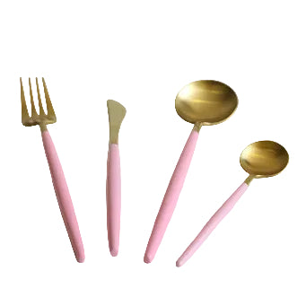 24pc Cutlery Set Gold and Pink Modern Design at Zubaidas Homestore Most amous Store in Pakistan