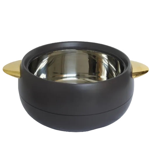 3 Pieces Dark Matte Brown Hot Pot Set With Gold Handles at Zubaidas Homestore Online Pakistan