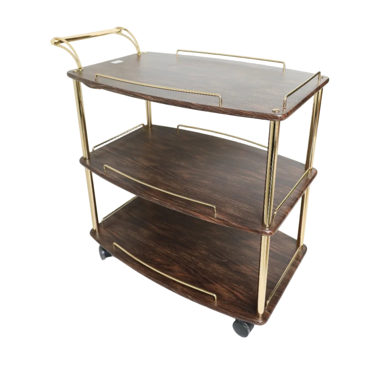 3-Tier Dark Brown Wooden Rolling Serving Trolley at Zubaidas Homestore