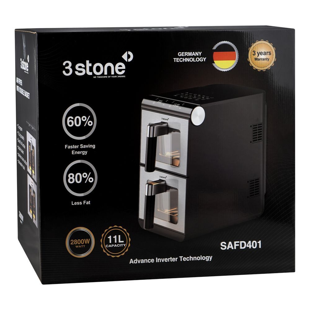 3stone Air Fryer With Double Basket 2800W 11 Liters SAFD401 at Zubaidas Homestore