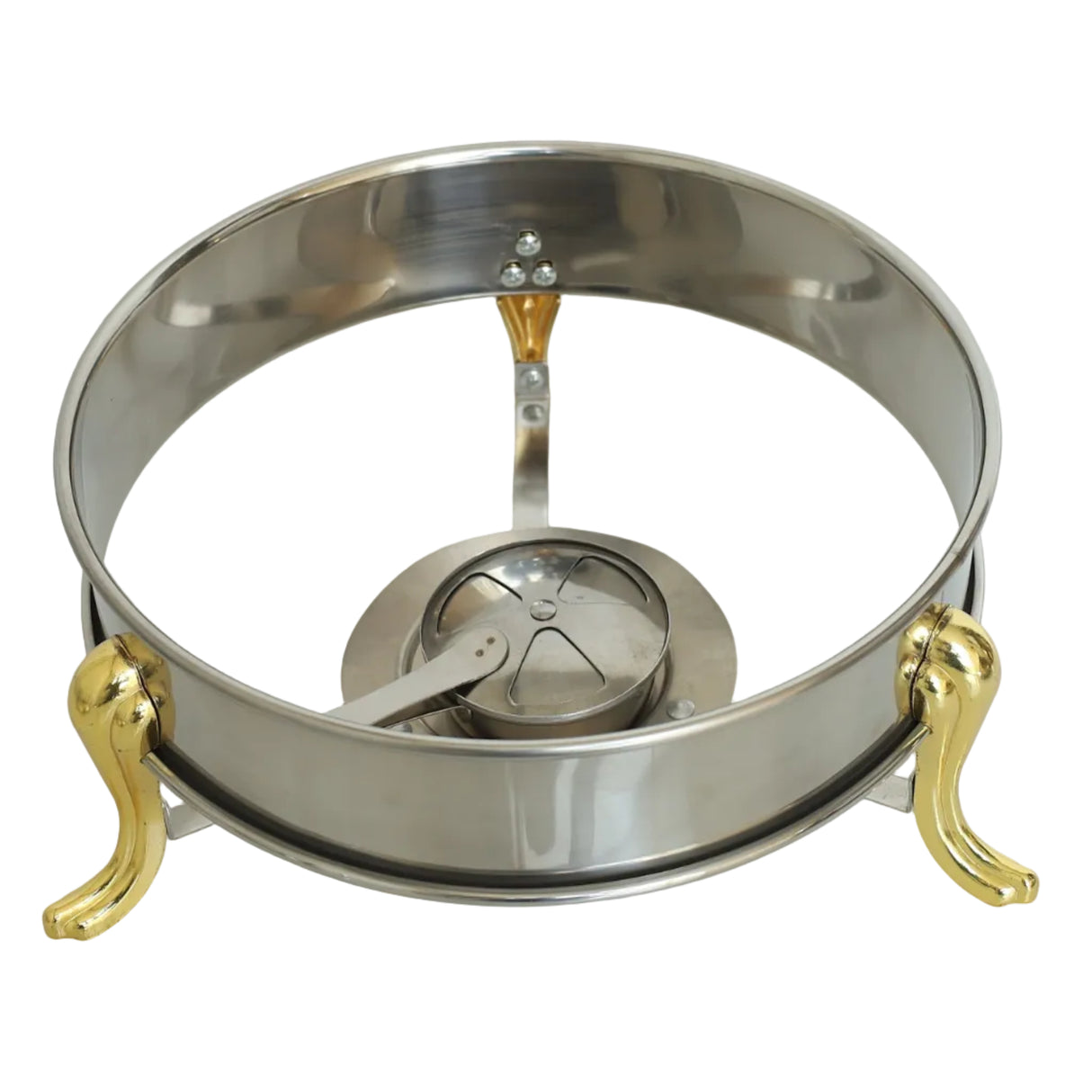 Round Chafing Dish Furnace with Gold Accent Legs Stainless Steel at Zubaidas No#1 Homestore in Pakistan