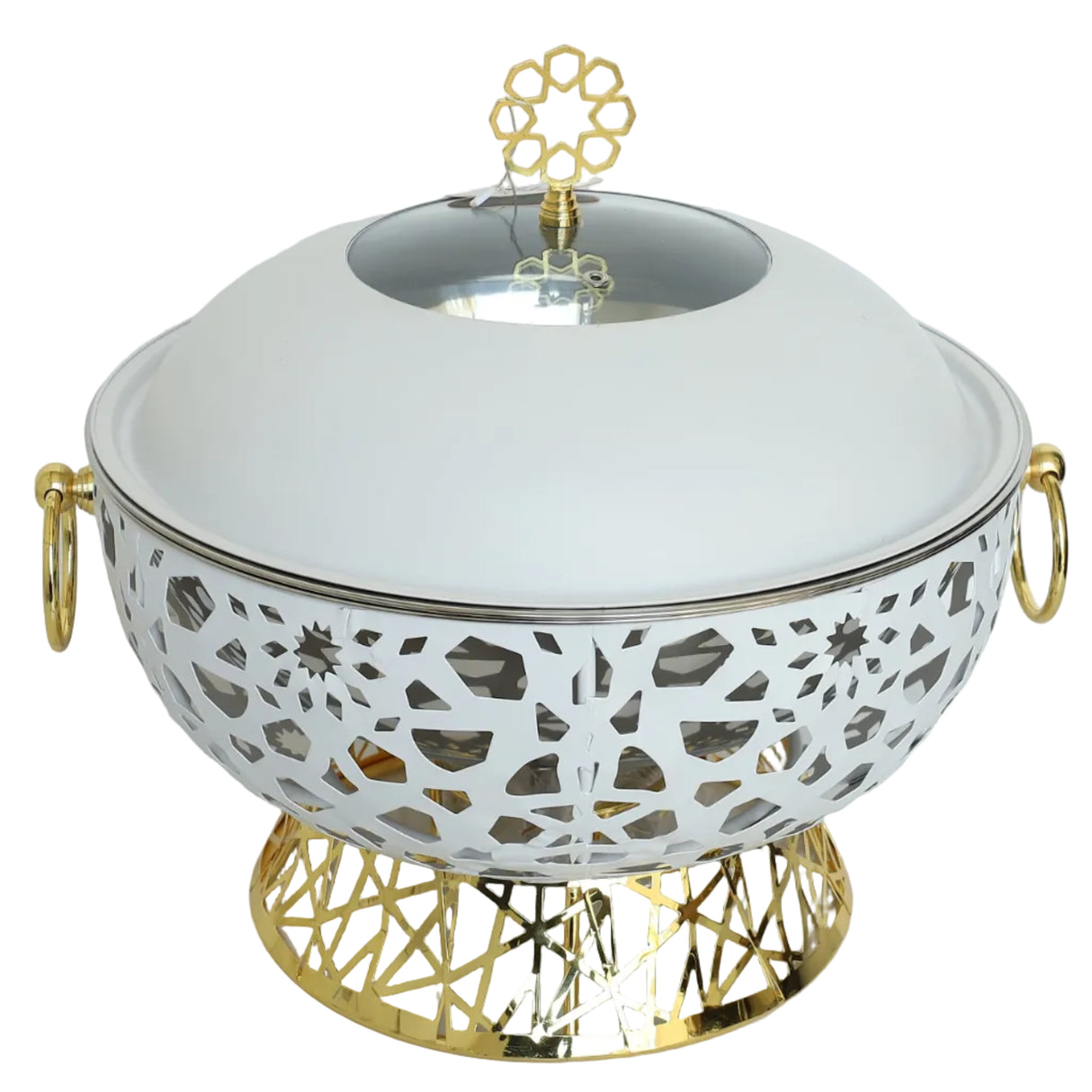 6-Liter Food Warmer Buffet Dish in White and Gold at Zubaidas Homestore Best for Home Shopping