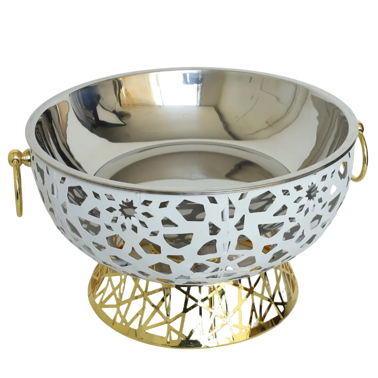 6-Liter Food Warmer Buffet Dish in White and Gold at Zubaidas Homestore Online Pakistan