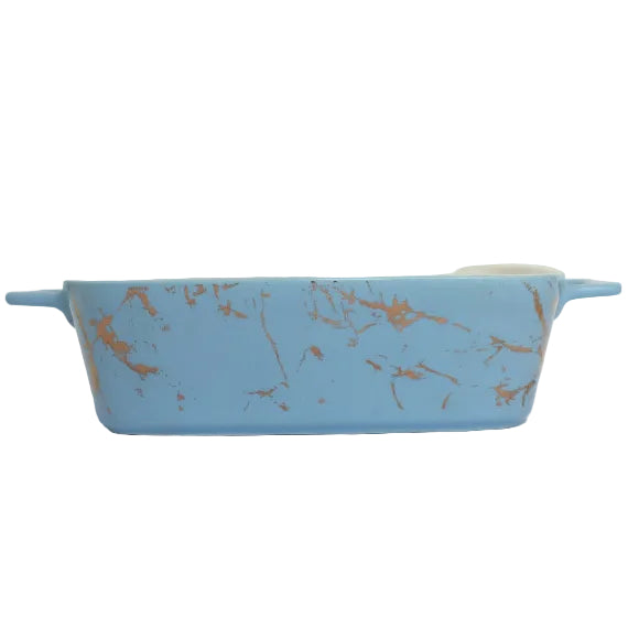 Brilliant Rectangular Ceramic Dish With Marble Finish 30cm at Zubaidas No# 1 Homestore in Pakistan