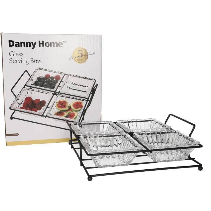 Danny Home Serving Glass Bowl with Stand 5 Pieces Set 250ml at Zubaidas Homestore