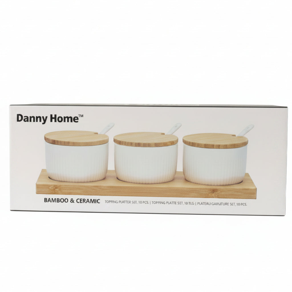Danny Home 10 Pcs Seasoning Jar Set with Bamboo Tray at Zubaidas Homestore Pakistan