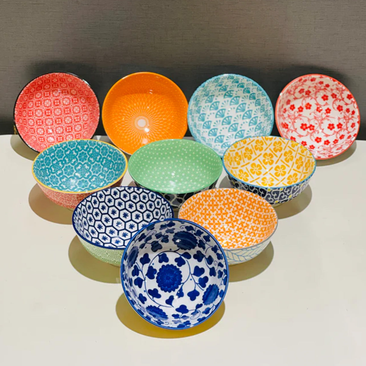 Danny Home 10Pcs Ceramic Bowl Multi Color 12cm. Best Homestore for Home Shopping
