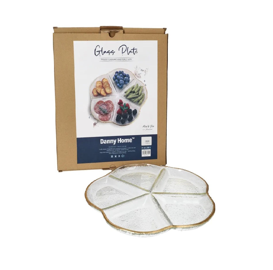 Danny Home 5 Grid Glass Serving Platter 29.7cm at Zubaidas Homestore