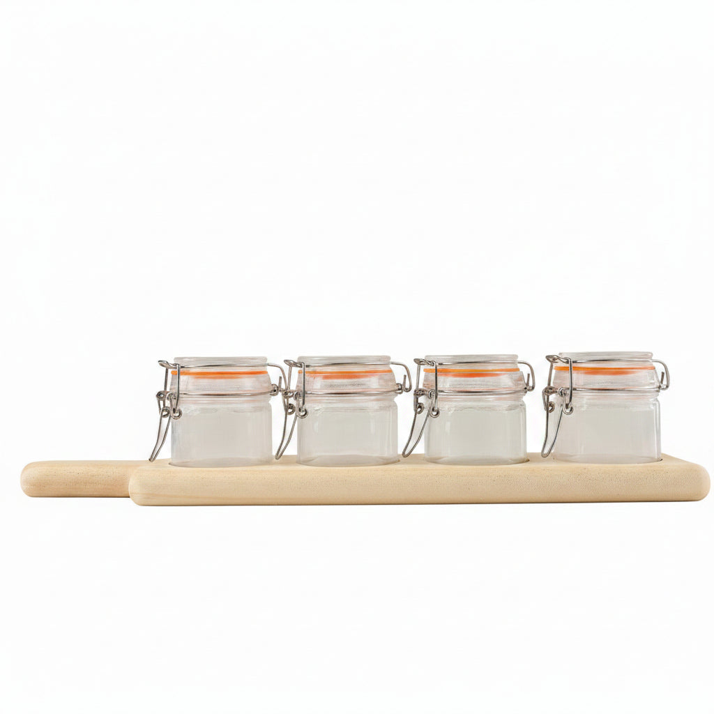 Danny Home 5 Pieces Glass Clip Top Spice Jar Set. No 1 Homestore in Pakistan