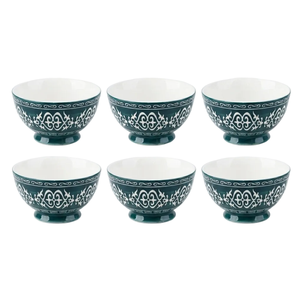 Danny Home 6Pcs Ceramic Bowl Green Vintage 13cm at Zubaidas Homestore Pakistan