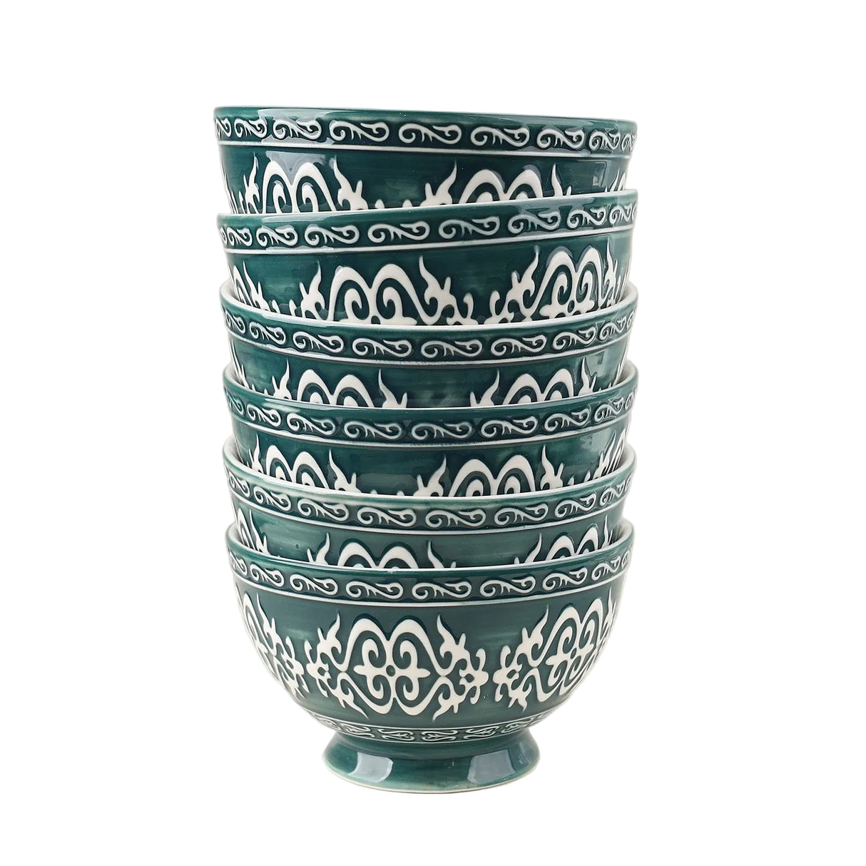 Danny Home 6Pcs Ceramic Bowl Green Vintage 13cm. Best Homestore In Pakistan
