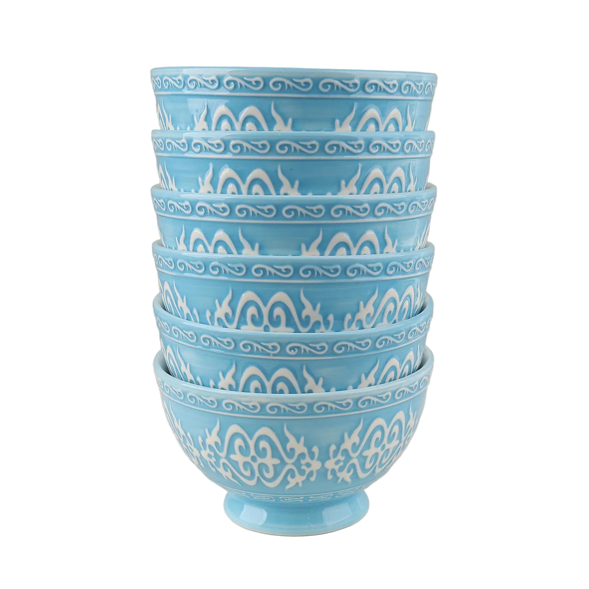 Danny Home 6Pcs Ceramic Bowl Sky Blue Vintage 13cm at Zubaidas Homestore. No1 Homestore In Pakistan