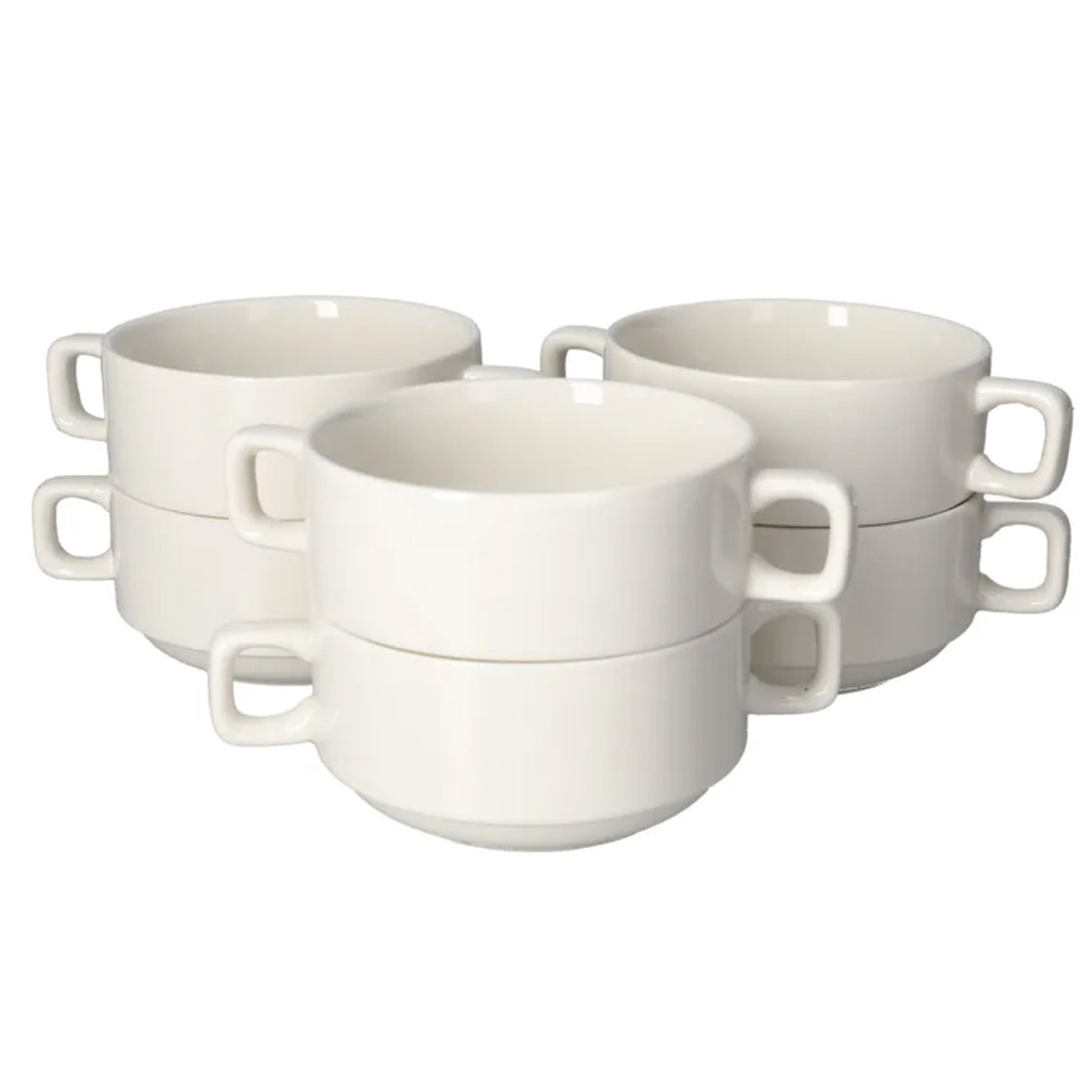 Danny Home 6Pcs Ceramic Soup Bowl Set Double Handle 14cm. No 1 Homestore in Pakistan