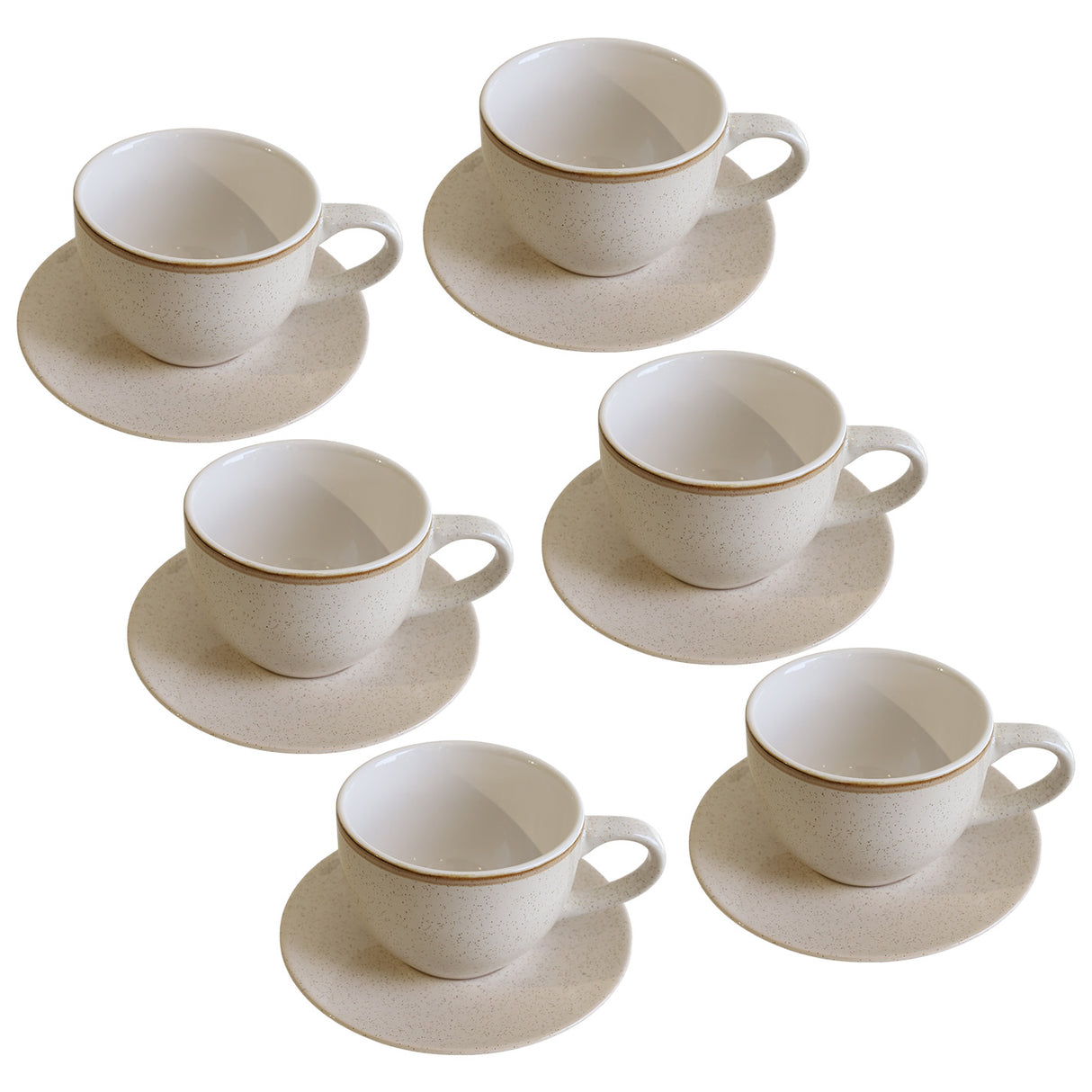 Danny Home Cup and Saucer Set 6 Pieces Oatmeal Speckle at Zubaidas Homestore Pakistan