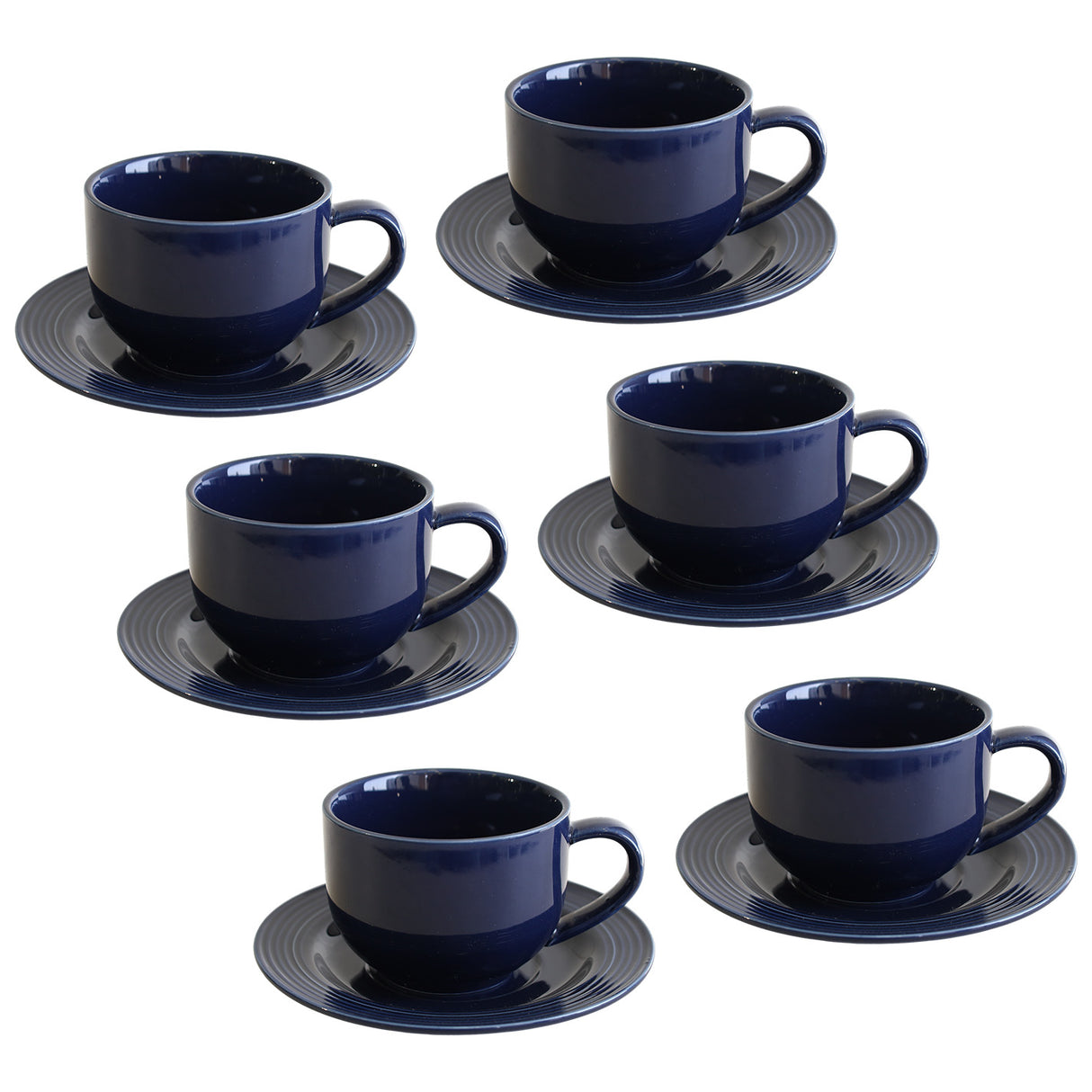 Danny Home Cup and Saucer Set 6 Pieces Solid Gloss Navy at Zubaidas Homestore Pakistan