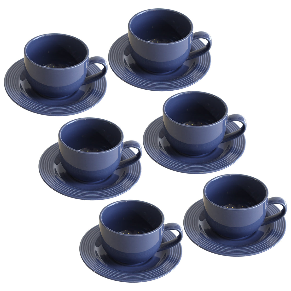 Danny Home Cup and Saucer Set 6 Pieces Solid Satin Denim Blue at Zubaidas Homestore Pakistan