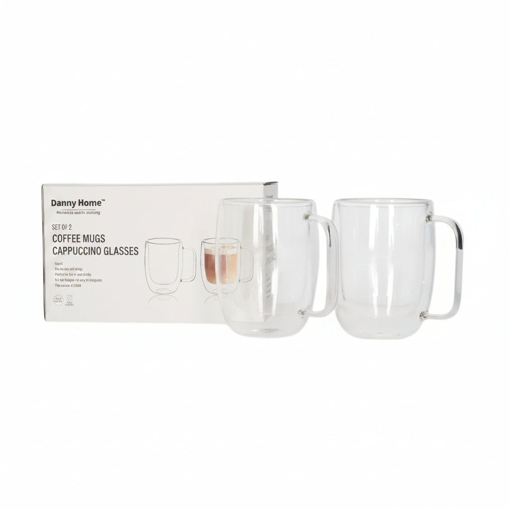 Danny Home Double Walled Glass Mug with Handle 200ml at Zubaidas Homestore