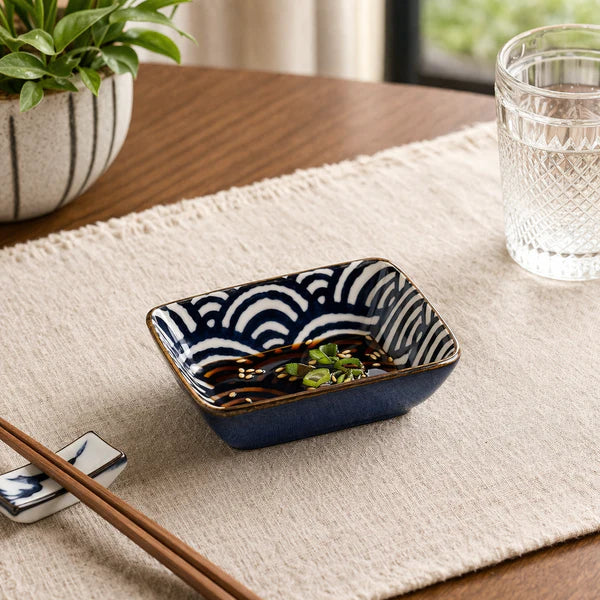 Danny Home Rectangular Ceramic Dish Blue Pattern 9.5cm. Best Homestore in Pakistan