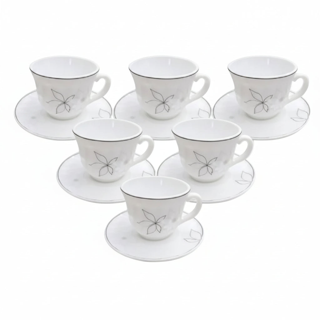 Danny Homes Cup and Saucer Set 6 Pieces Floral Line-Art at Zubaidas Homestore Pakistan