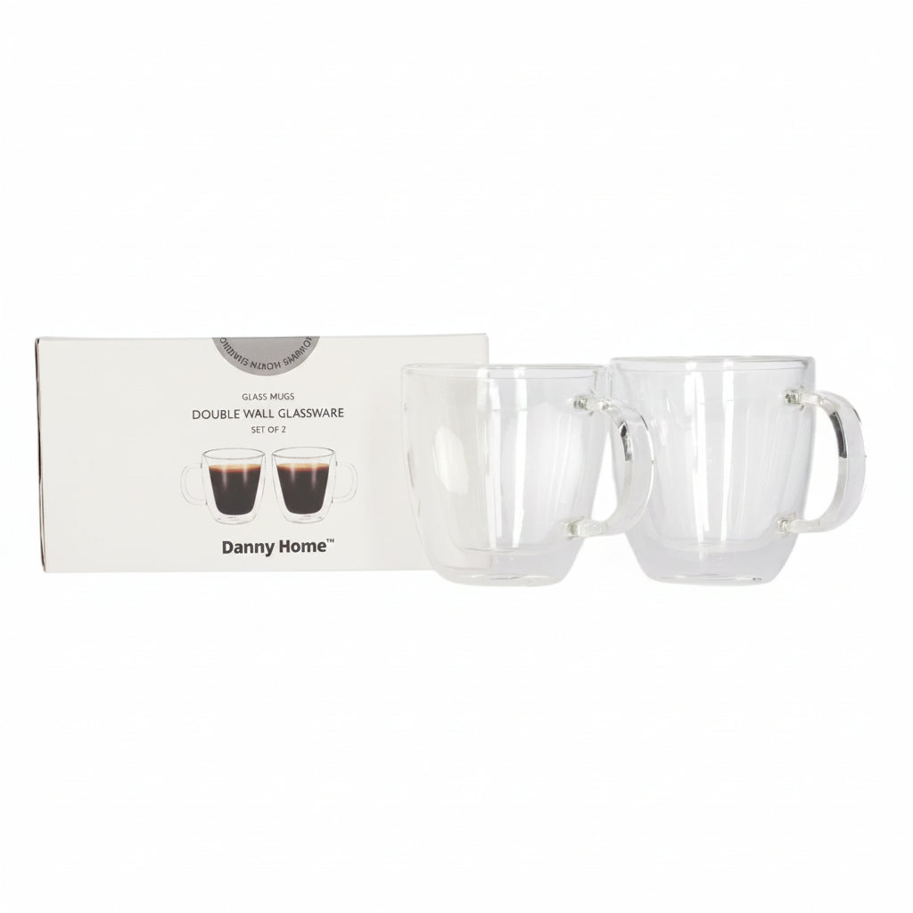 Danny Home Double Walled Glass Mug with Handle 150ml at Zubaidas Homestore