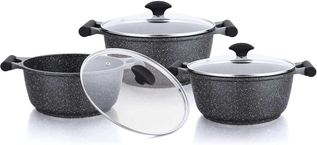 Shop the Prestige Essentials Granite 6 Piece Non-Stick Cast Aluminium Cookware Set Black at Zubaidas Homestore Pakistan’s Trusted Home Shopping Store