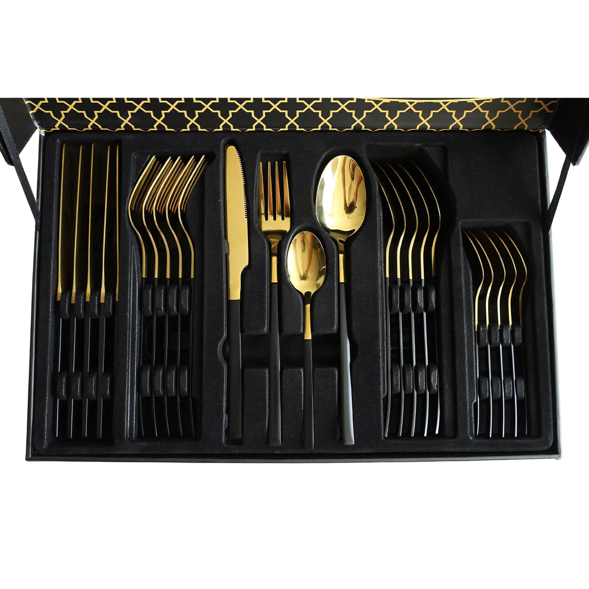Stainless Steel 24 Piece Cutlery Set Black Golden. Number 1 Homestore In Pakistan