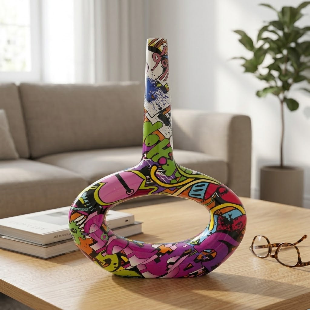 Abstract Graffiti Ceramic Flower Vase at Zubaidas Homestore