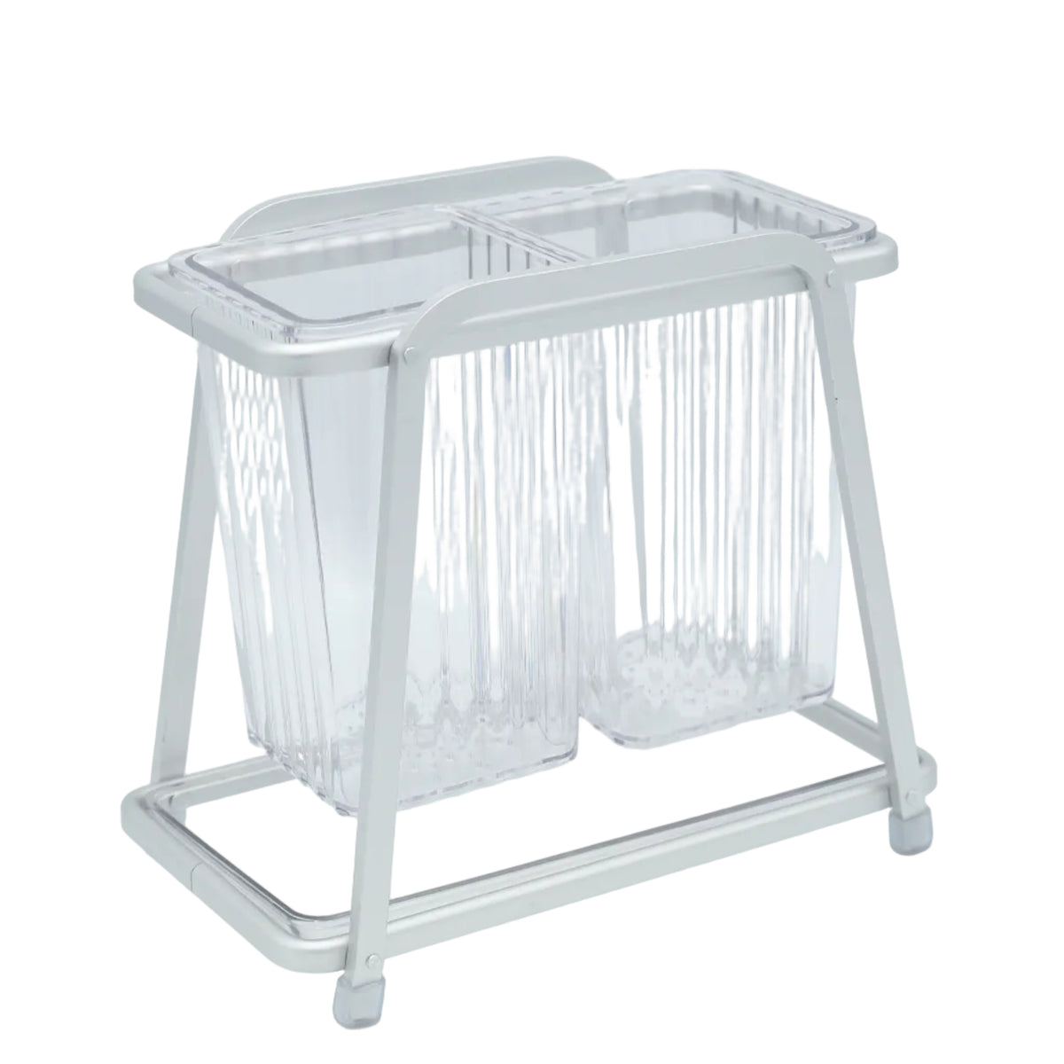 Acrylic Double Cutlery Holder with Stand Silver at Zubaidas Homestore Pakistan