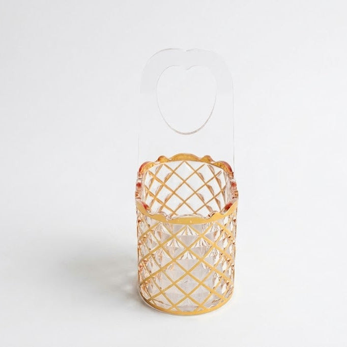 Acrylic Gold Basket Style Crystal Cutlery Holder 10cm at Zubaidas Homestore Online Pakistan