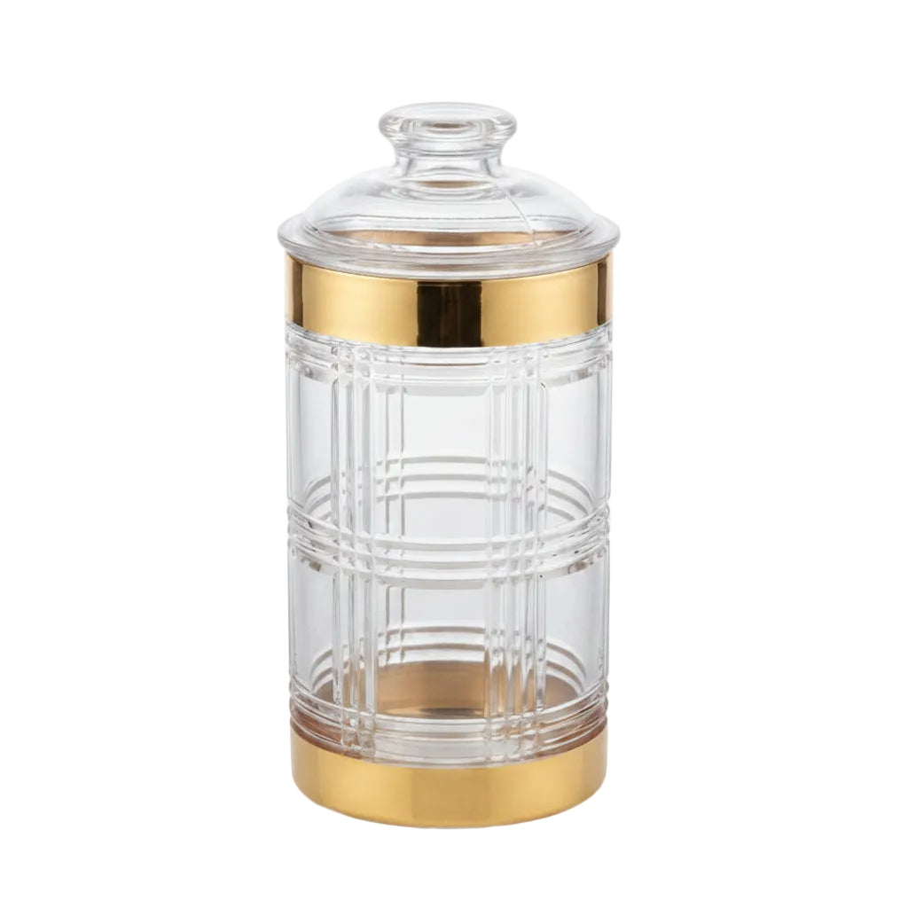 Acrylic Jar Set of 3 With Gold Trim and Texture at Zubaidas Homestore Best for Home Shopping