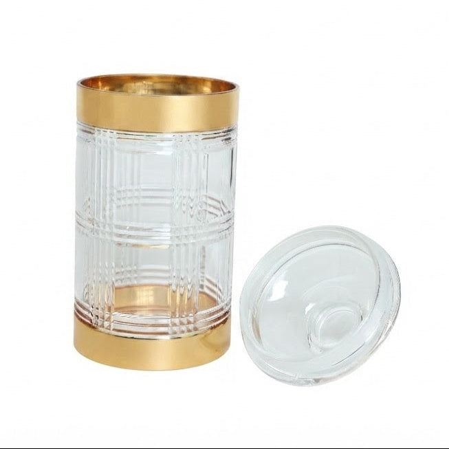 Acrylic Jar Set of 3 With Gold Trim and Texture at Zubaidas Homestore Online Pakistan