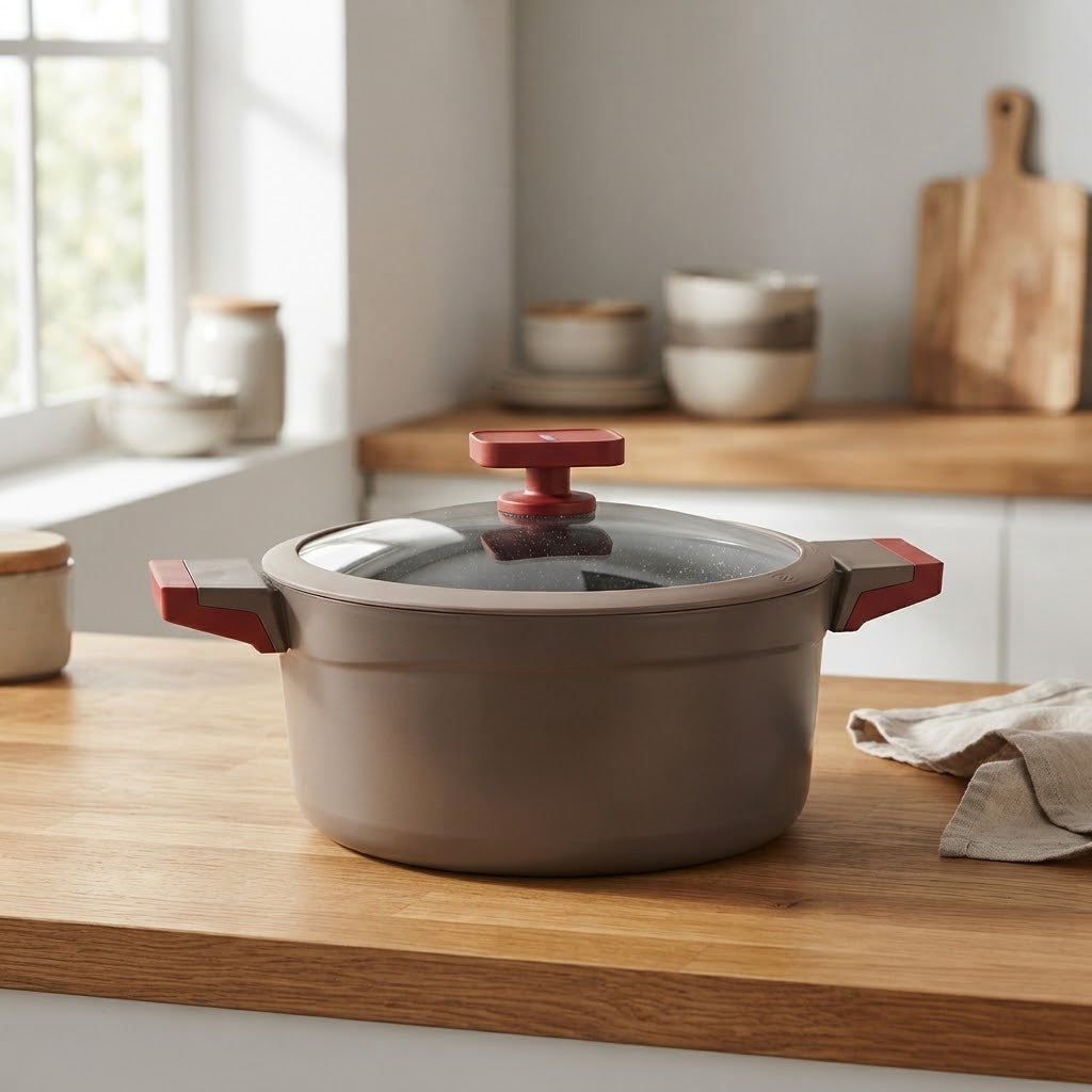 AlpenBerg Non Stick Casserole Pot with Glass Lid 24cm at Zubaidas Homestore