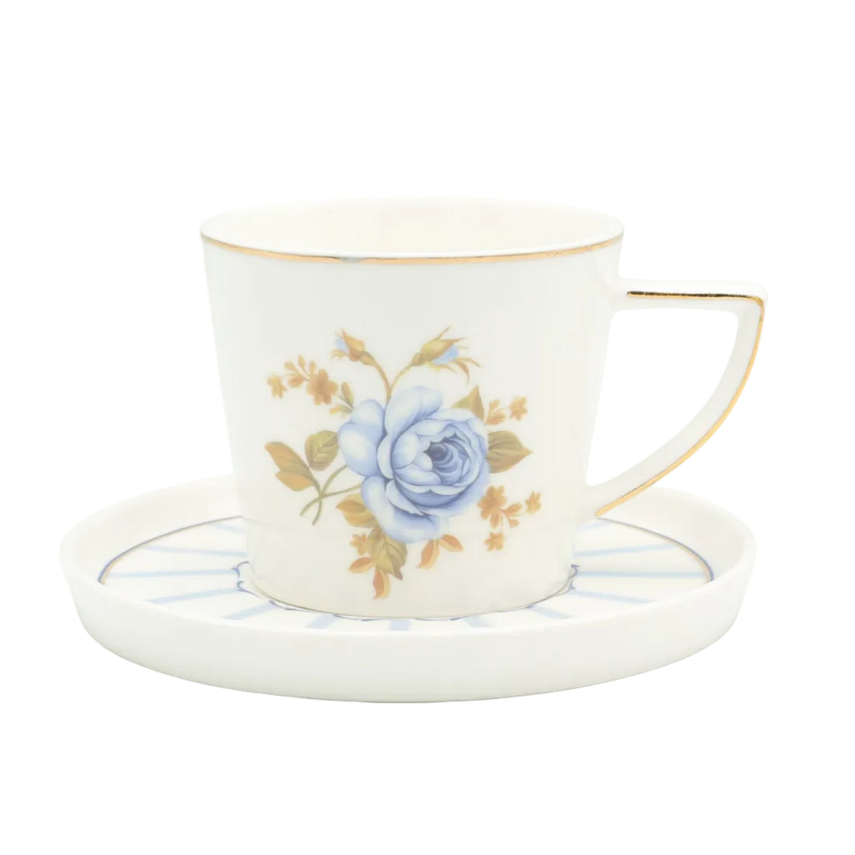 Angela Ceramic Blue Rose Cup and Saucer 6 Pieces Set at Zubaidas Homestore. Most Trusted Homestore in Pakistan