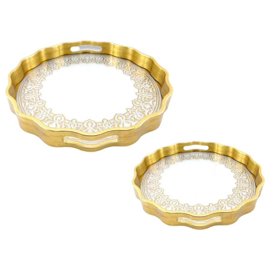 Angela Glass Round Serving Tray 2 Pieces Set at Zubaidas Homestore
