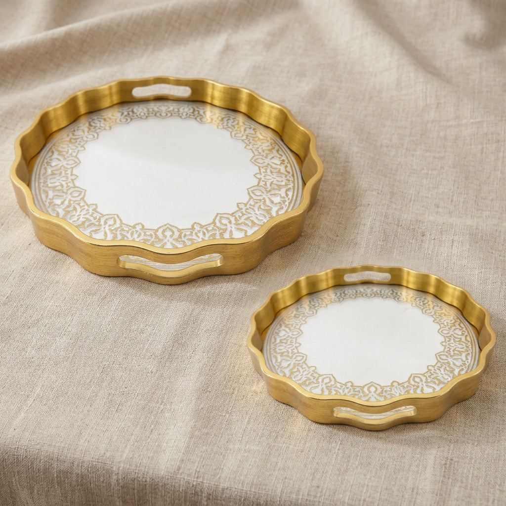 Angela Glass Round Serving Tray 2 Pieces Set at Zubaidas Homestore