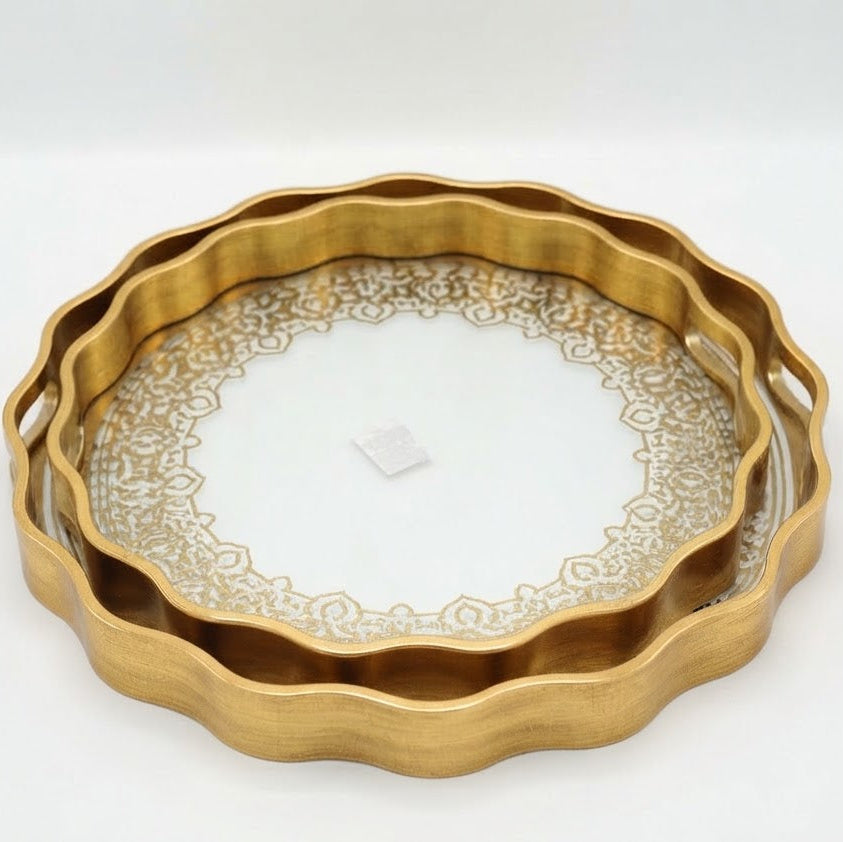 Angela Glass Round Serving Tray 2 Pieces Set at Zubaidas Homestore Pakistan