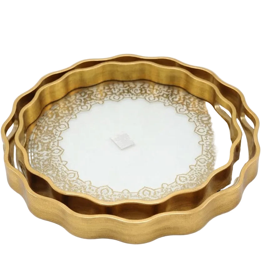 Angela Glass Round Serving Tray 2 Pieces Set at Zubaidas Homestore Pakistan
