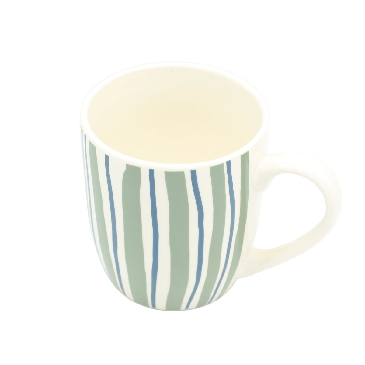 Striped Ceramic Coffee Mug Green And Blue 580ml at Zubaidas Homestore Pakistan