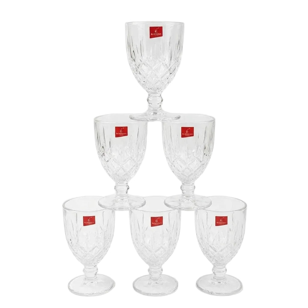 Blinkmax Diamond Pattern Stemmed Glass 6pcs at Zubaidas Homestore