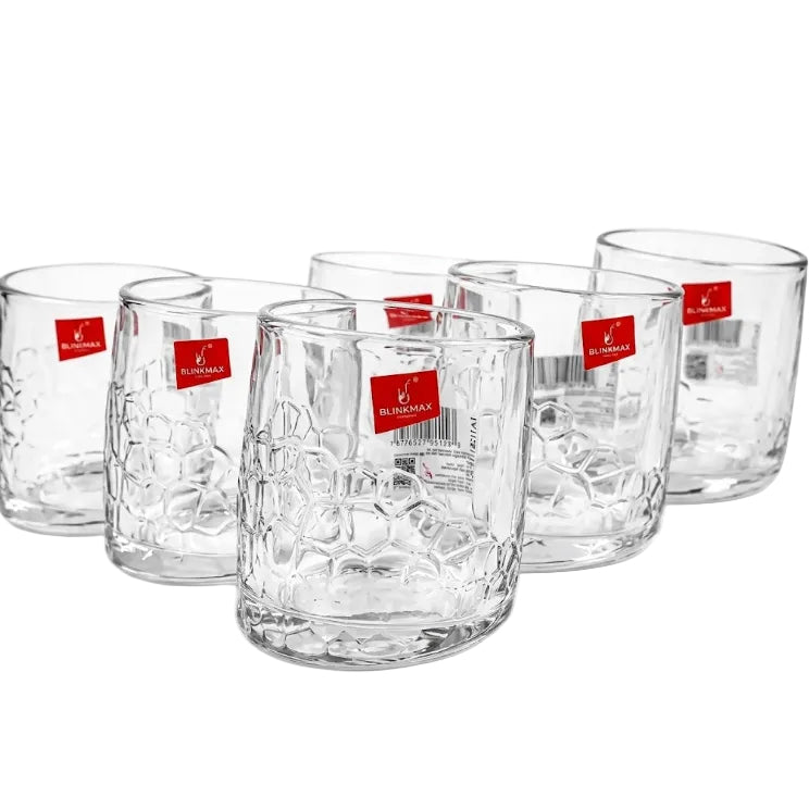 Blinkmax Honeycomb Pattern Glass Set at Zubaidas Homestore Best for Home Shopping