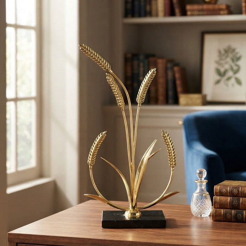Brass Botanical Sculpture Golden at Zubaidas Homestore
