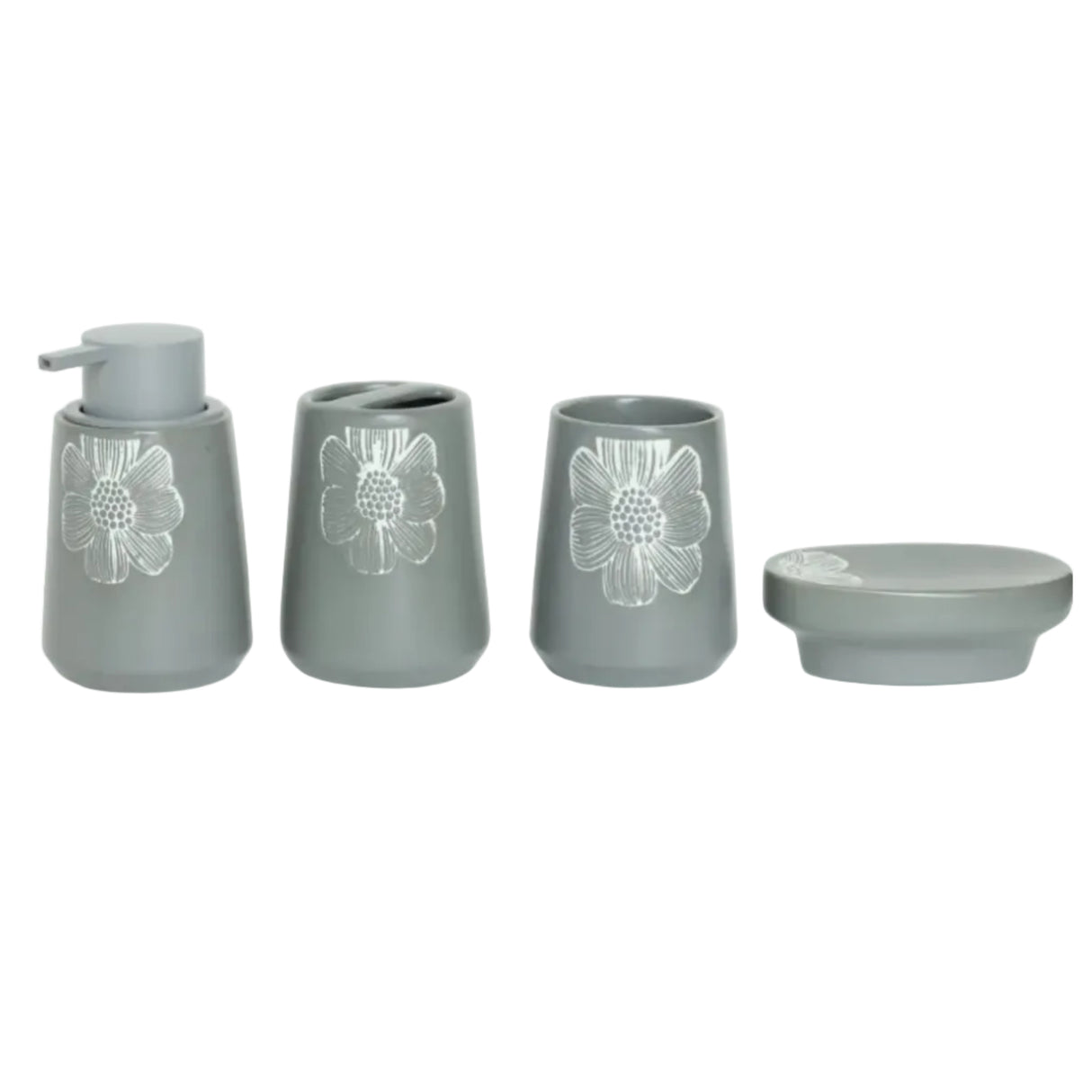 Brilliant 5 Pieces Grey Floral Bathroom Accessory Set at Zubaidas Homestore.Best Online Home Store in Pakistan