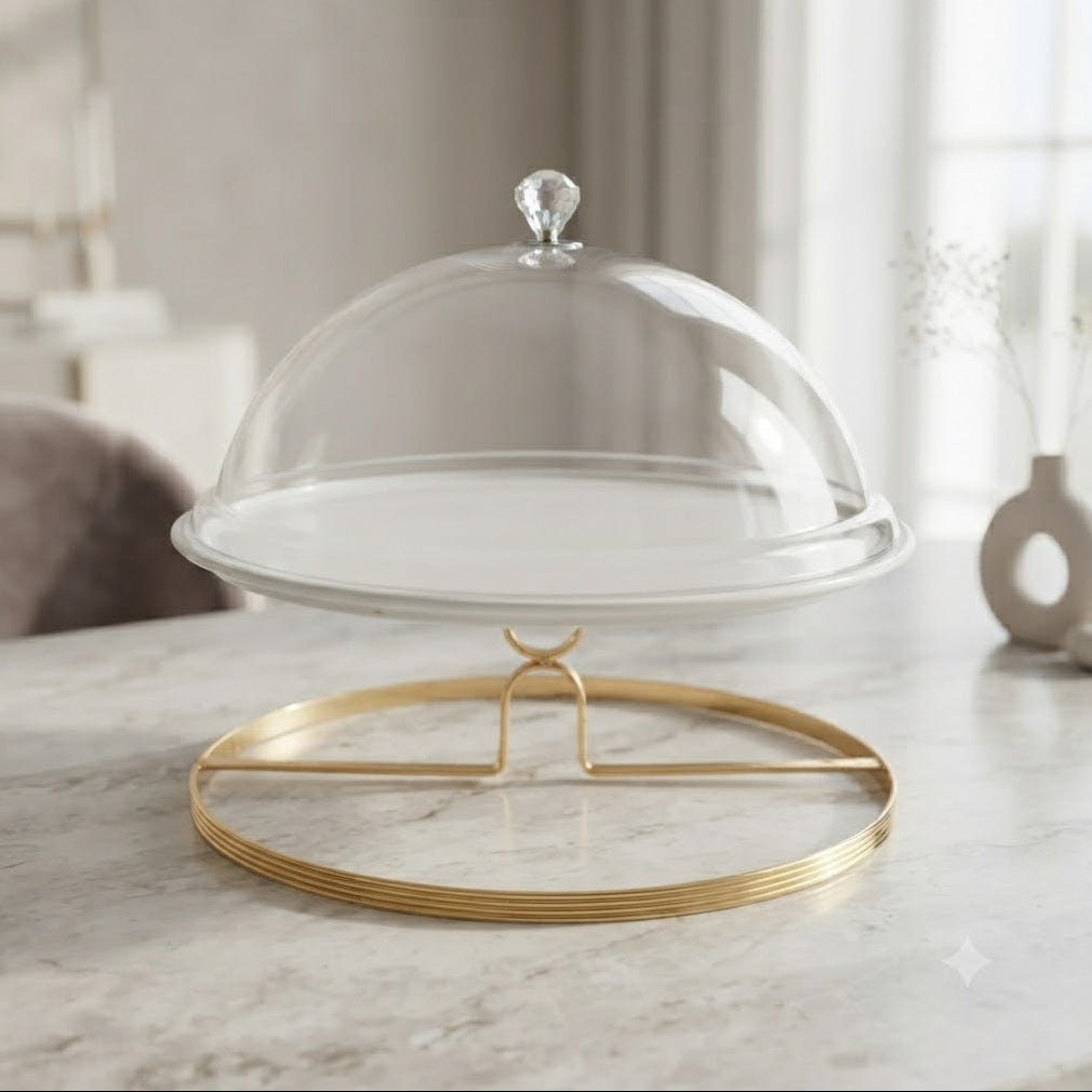 Brilliant Acrylic Cake Stand With Gold Metal Stand 33cm at Zubaidas Homestore