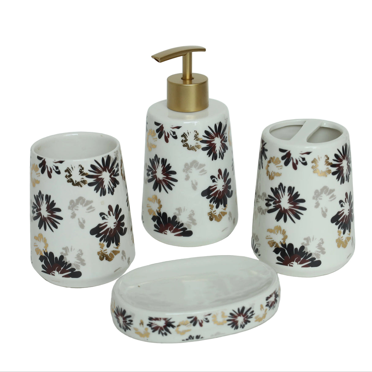 Brilliant Dark Floral 4 Pieces Bathroom Accessories Set at Zubaidas Best Online Homestore in Pakistan