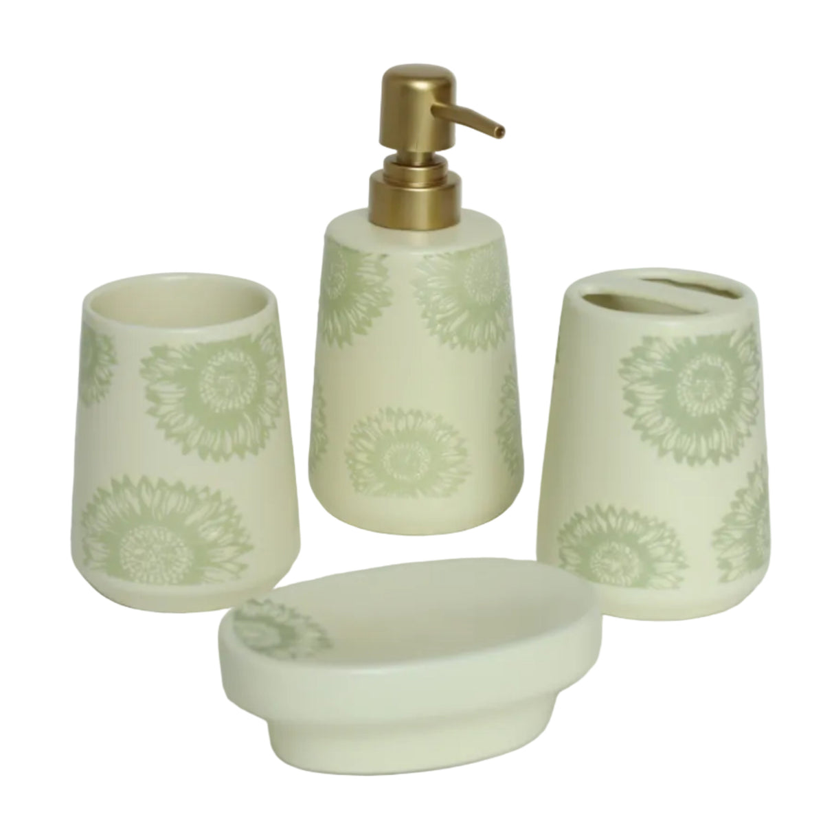 Brilliant Green Floral Bath Accessories 4 Pieces Set at Zubaidas Homestore Pakistan