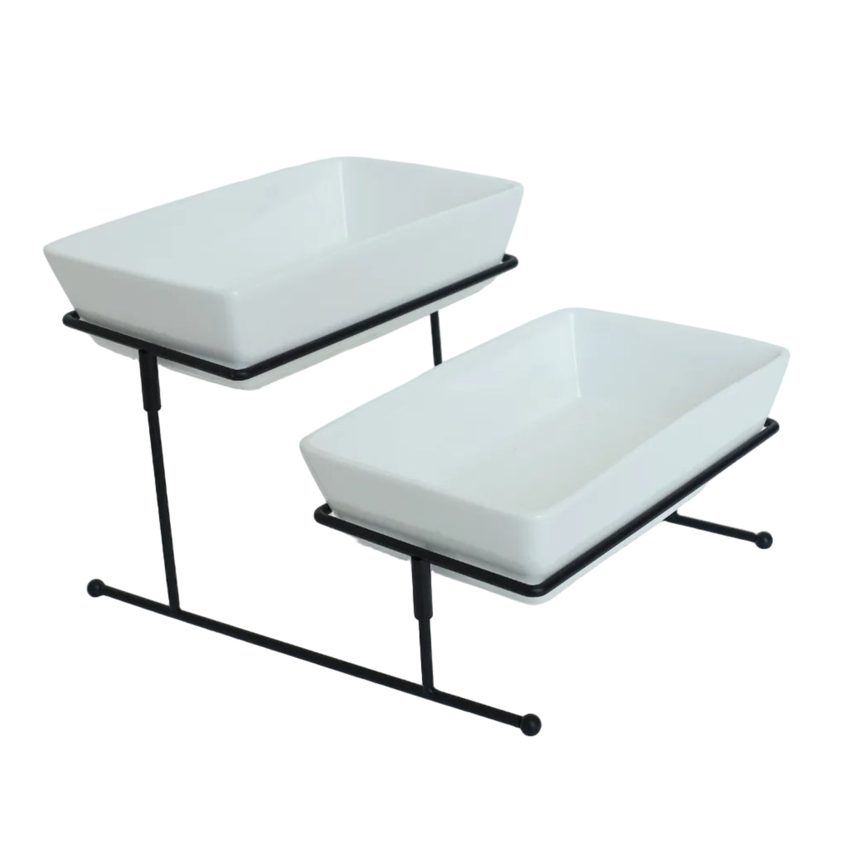 Brilliant Porcelain 2-Tier Rectangular Plate with Black Stand at Zubaidas Homestore Best for home Shopping Pakistan