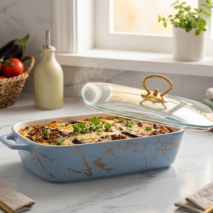 Brilliant Rectangular Ceramic Dish With Marble Finish 35cm at Zubaidas Homestore Best for Home Shopping