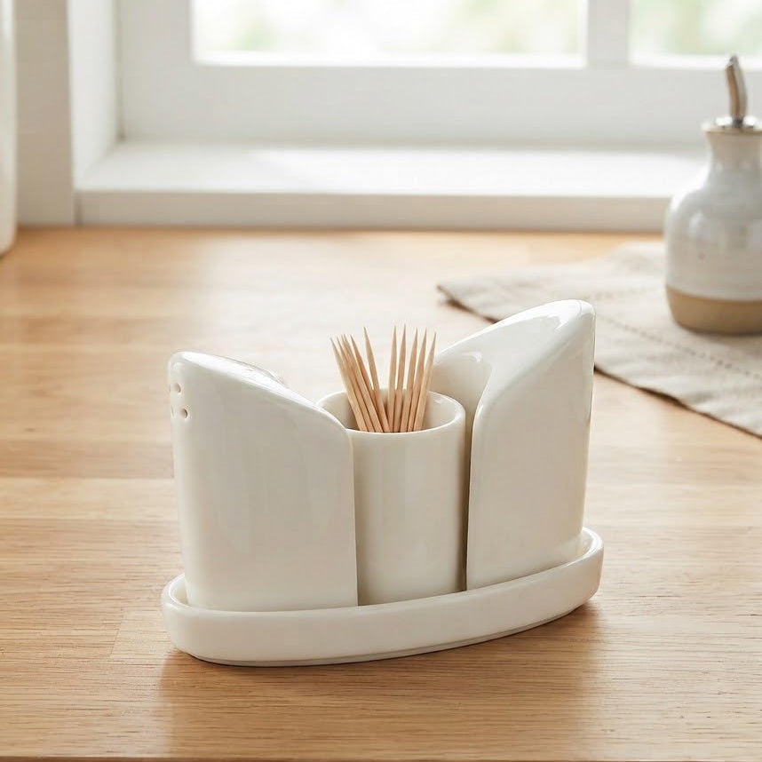 Brilliant Salt Shaker Pepper Shaker with Toothpick Stand at Zubaidas Homestore