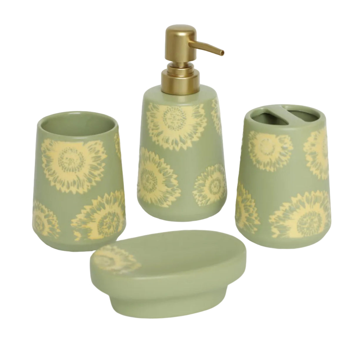 Brilliant Sunflower Ceramic Bathroom Accessories Set 4 Pieces at Zubaidas Homestore Pakistan