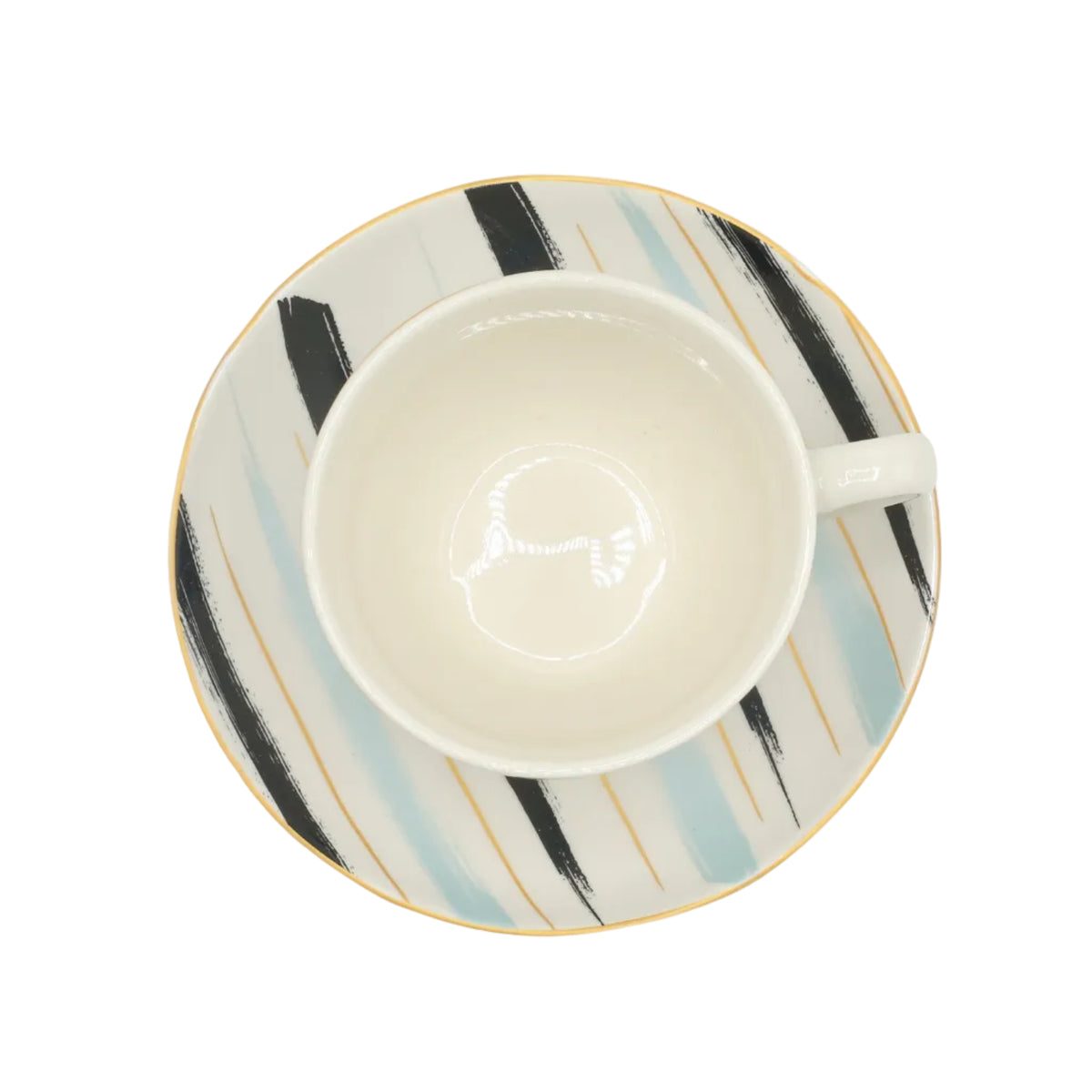 Ceramic Brush Stroke Design Tea Cup and Saucer 6 Pieces Set at Zubaidas Homestore. Best Homestore in Pakistan